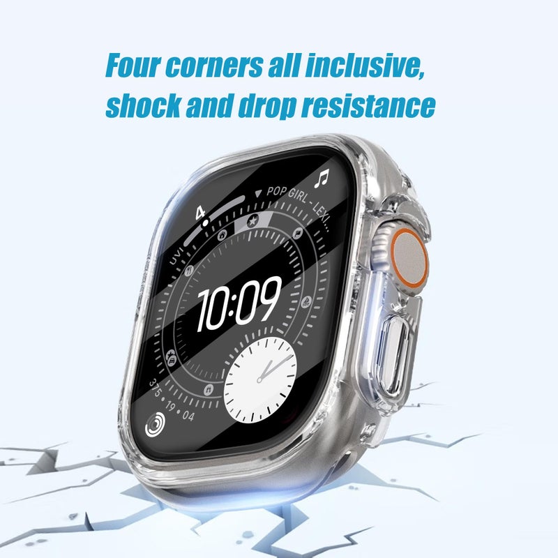 Ailun for Apple Watch Ultra 3/Ultra 2/Ultra Screen Protector Case [49mm], 2025/2023/2022 Ultra-Thin Hard PC Case Built in Tempered Glass for iWatch, Shockproof Cover with Button [2 Pack][Clear] - Image 3