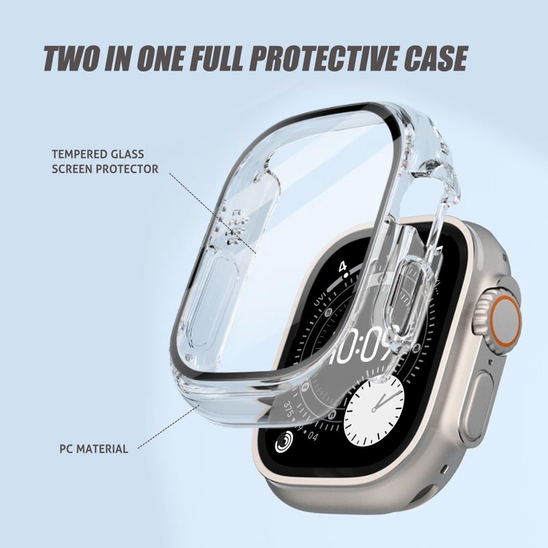 Ailun for Apple Watch Ultra 3/Ultra 2/Ultra Screen Protector Case [49mm], 2025/2023/2022 Ultra-Thin Hard PC Case Built in Tempered Glass for iWatch, Shockproof Cover with Button [2 Pack][Clear] - Image 2