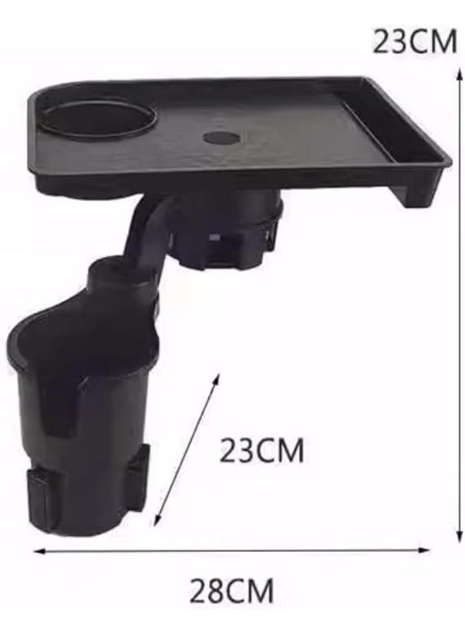 Multifunctional Car Table with 360° Rotation Adjustable Base Detachable Tray Cup Holder Car Organizer for Snacks Drinks Phone Travel Road Trip Accessory - Image 2