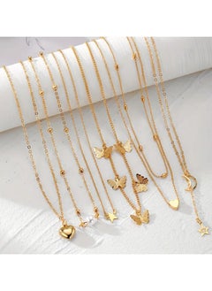 Goolsky 6pcs Vintage Elegant Butterfly Heart Pendant Necklace Set, Fashionable Temperament Imitation Pearl Star Moon Y-Chain Charm Layered Necklaces for Women, Daily Party Banquet Celebration Trendy Jewelry Gift, Butterfly Jewelry  - Image 4