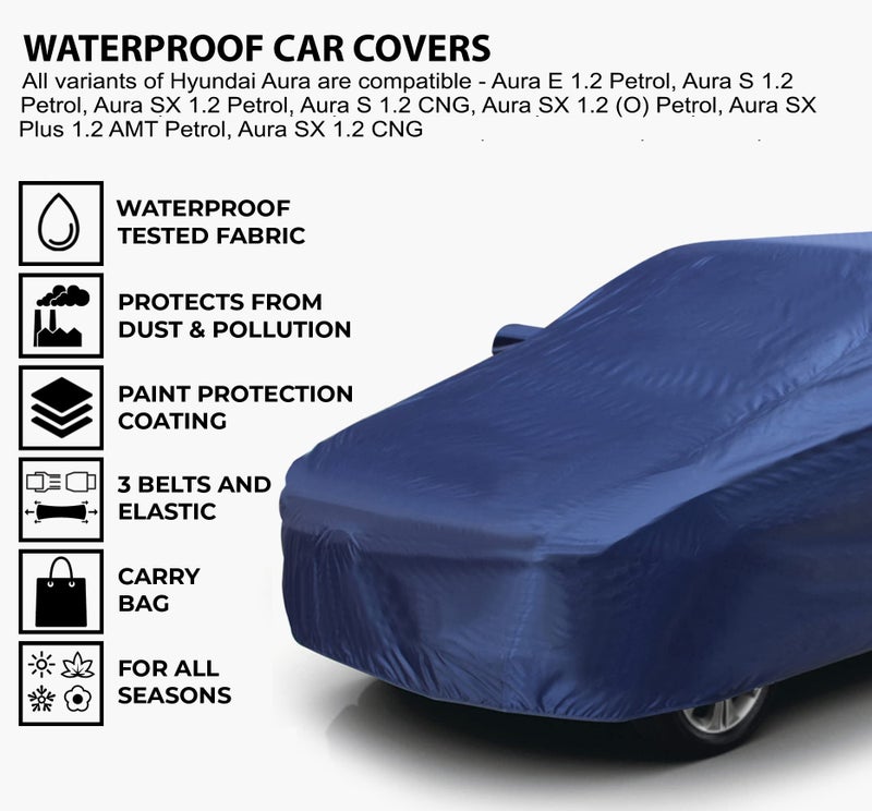 AutoGuys Car Cover Waterproof TF-I for Hyundai Aura [Year 2020 Onwards] - Aura Car Cover Dust & UV Protection Aura Car Body Cover with Mirror Pocket Soft Cotton Lining - Image 2