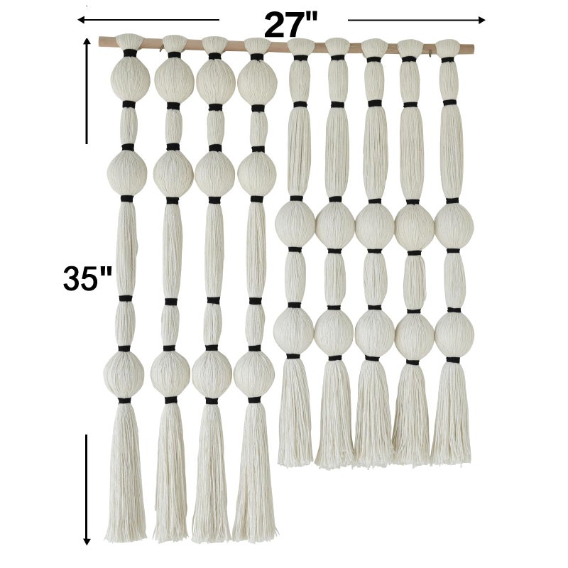 Flber Fiber Macrame Wall Hanging Boho Ball Wall Art Bohemian for Living Room Bedroom White - Image 4