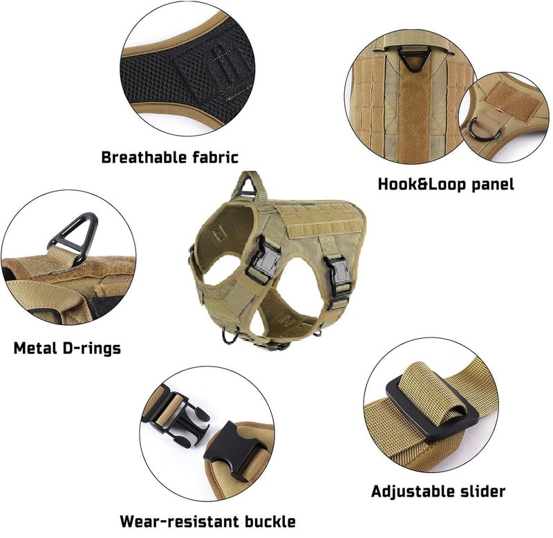 WapaW Dog Harness No-Pull Pet Harness Adjustable Outdoor Pet Vest 3M Reflective Oxford Material Vest for Dogs Easy Control for Small Medium Large Dogs (Khakhi, Small) - Image 4