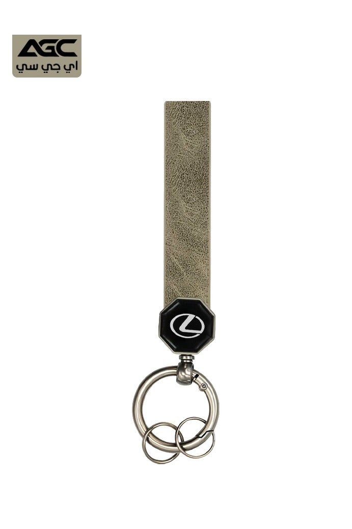 ليكساس سلسلة مفاتيح جلدية فاخرة بحلقة معدنية تدور 360 درجة وبرغي تثبيت مزدوج - حامل مفاتيح أنيق للسيارة والمنزل - متين وسهل الحمل - Image 1