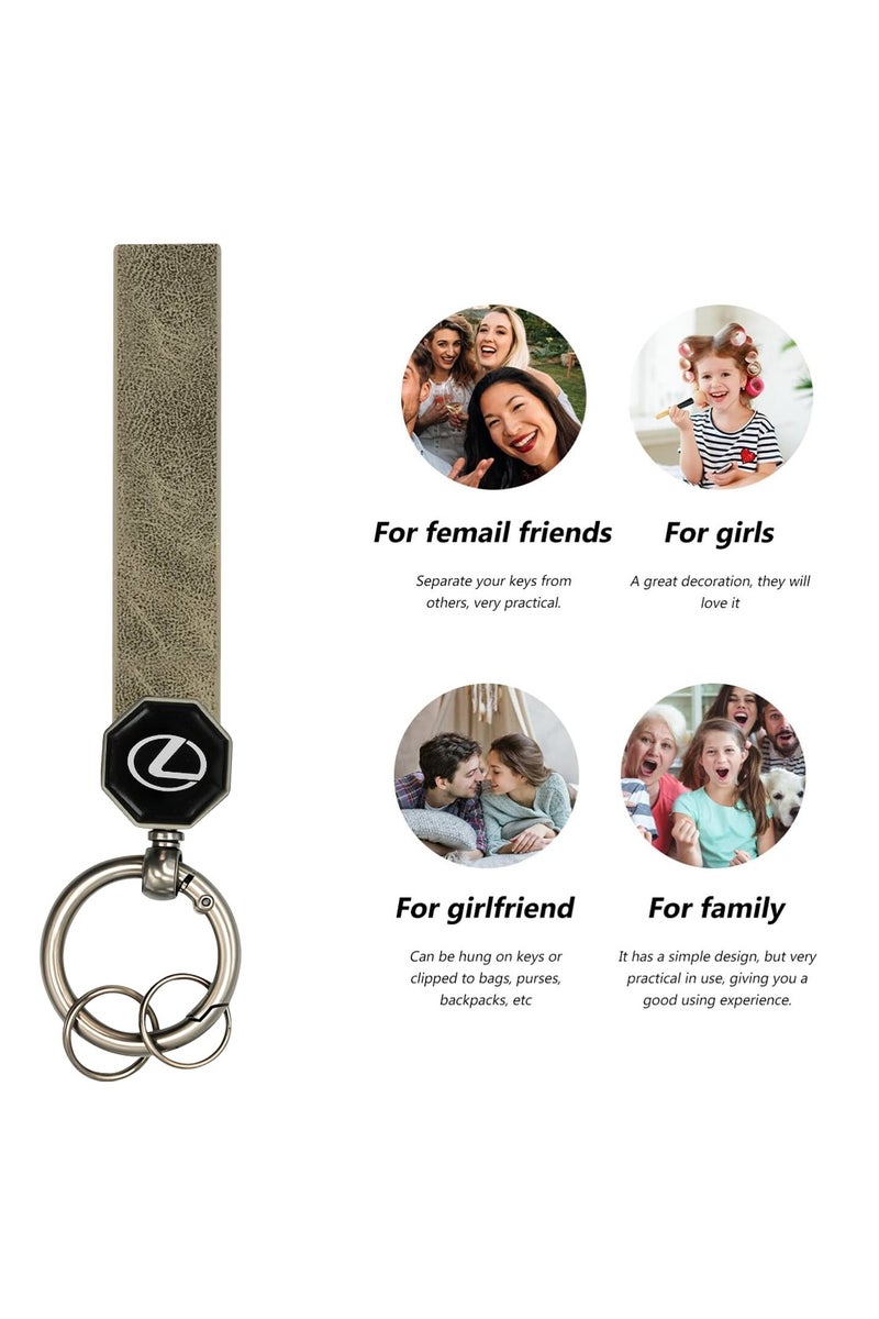 ليكساس سلسلة مفاتيح جلدية فاخرة بحلقة معدنية تدور 360 درجة وبرغي تثبيت مزدوج - حامل مفاتيح أنيق للسيارة والمنزل - متين وسهل الحمل - Image 2