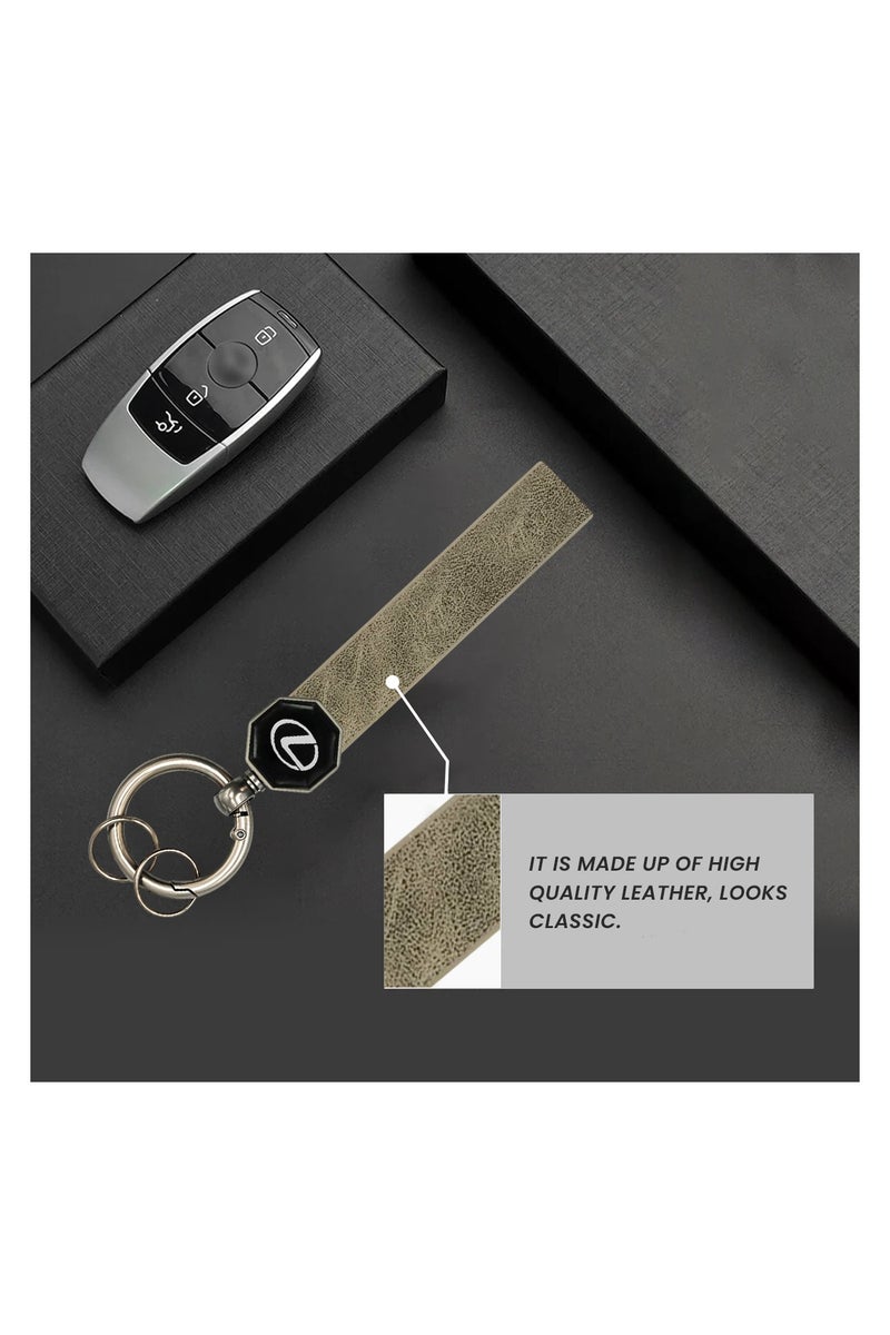 ليكساس سلسلة مفاتيح جلدية فاخرة بحلقة معدنية تدور 360 درجة وبرغي تثبيت مزدوج - حامل مفاتيح أنيق للسيارة والمنزل - متين وسهل الحمل - Image 5