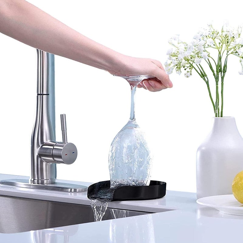 NikrimCup Cleaner Glass Rinser for Kitchen Sink Metal Attachment Faucet Glass Washer Cleaner Accessories Bottle Washer for Bar Baby Bottle Automatic Flushing Brush Kitchen Tools Gadgets Black - Image 2