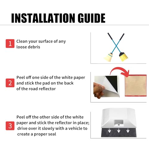 diatomiteco Adhesive Sticky Pads for Road Reflectors, 4" x 4" Butyl Sticky Pads, 10 Pack, Stick Driveway Reflectors on Driveway, Apply on Asphalt, Pavement, Cement or Concrete, Reflectors Sold Separately - Image 4