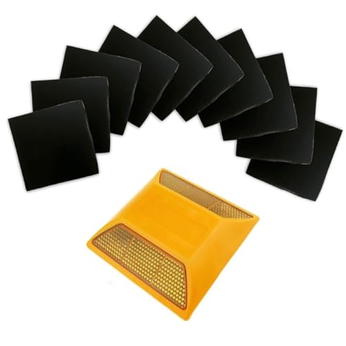 diatomiteco Adhesive Sticky Pads for Road Reflectors, 4" x 4" Butyl Sticky Pads, 10 Pack, Stick Driveway Reflectors on Driveway, Apply on Asphalt, Pavement, Cement or Concrete, Reflectors Sold Separately - Image 1