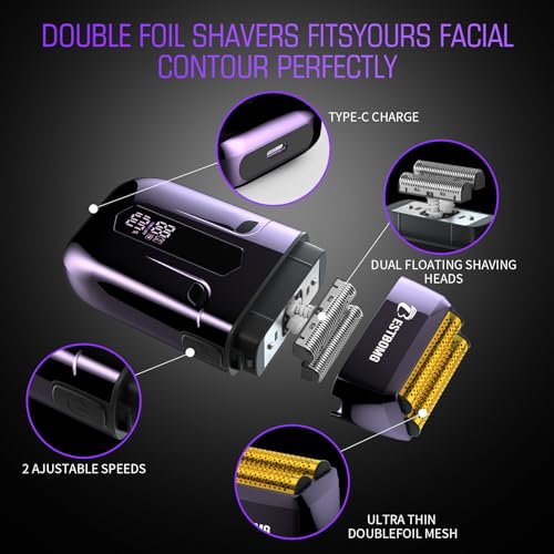 BESTBOMG® Hair Clippers for Men, Professional Hair Clippers, Beard Trimmer& Rechargeable Shaver Set, Metal T-Blade, LED Display, Barber Hair Cutting Kit for Men Grooming & Gifts, BS-808C (Blue) - Image 3