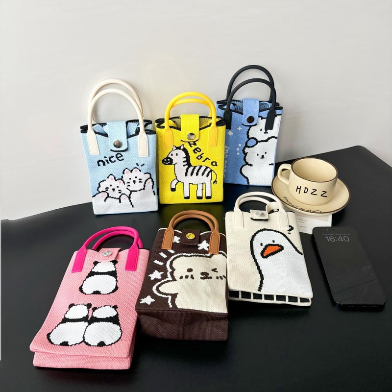 Advanced Sense Ins Mobile Phone Bag New Cartoon Knitted Bag Dopamine Niche All-Match Crossbody Shoulder Bag Handbag - Image 2
