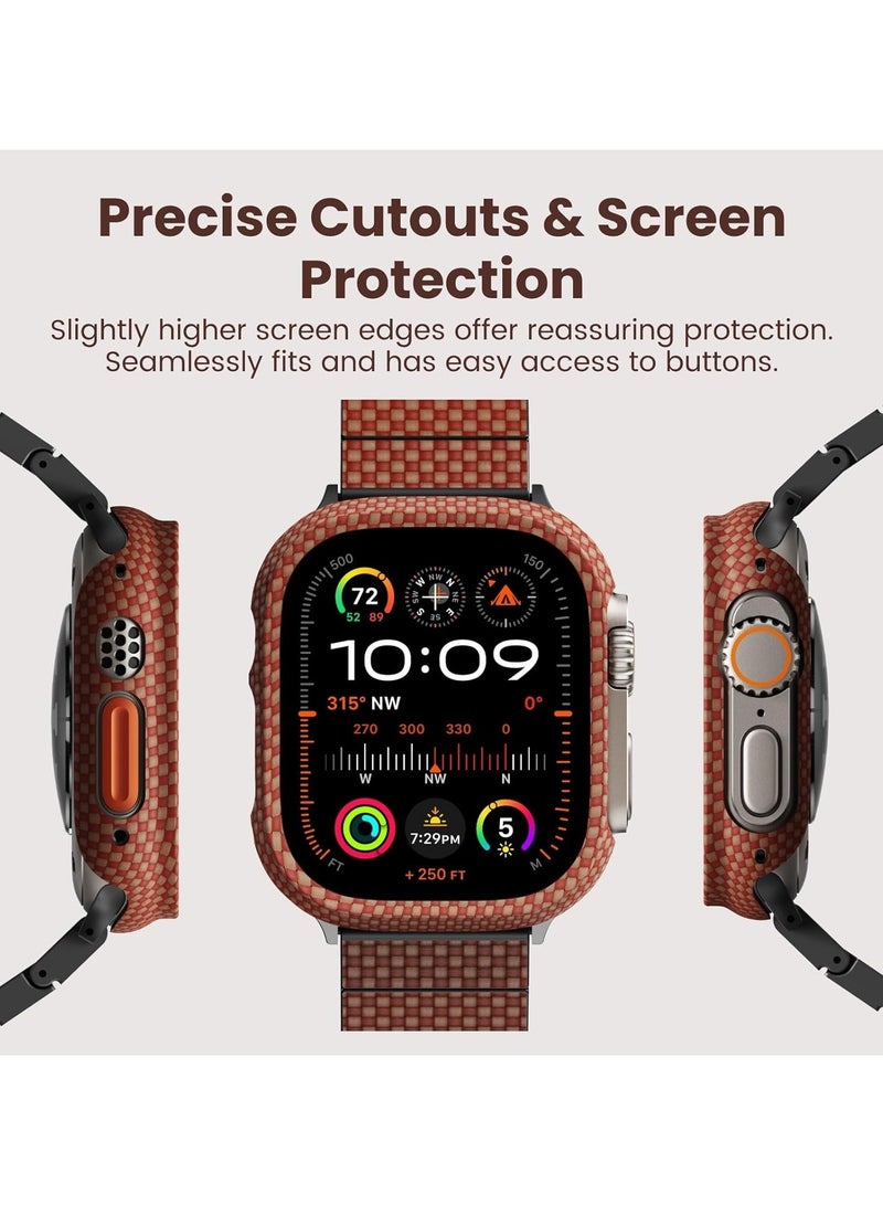 PITAKA PITAKA Apple Watch Ultra/Apple Watch Ultra 2 Case, Exquisite Minimalist Slim Apple Watch Ultra 2 Case 49mm, Aramid Fiber Woven Air Case - Sunset  - Image 3