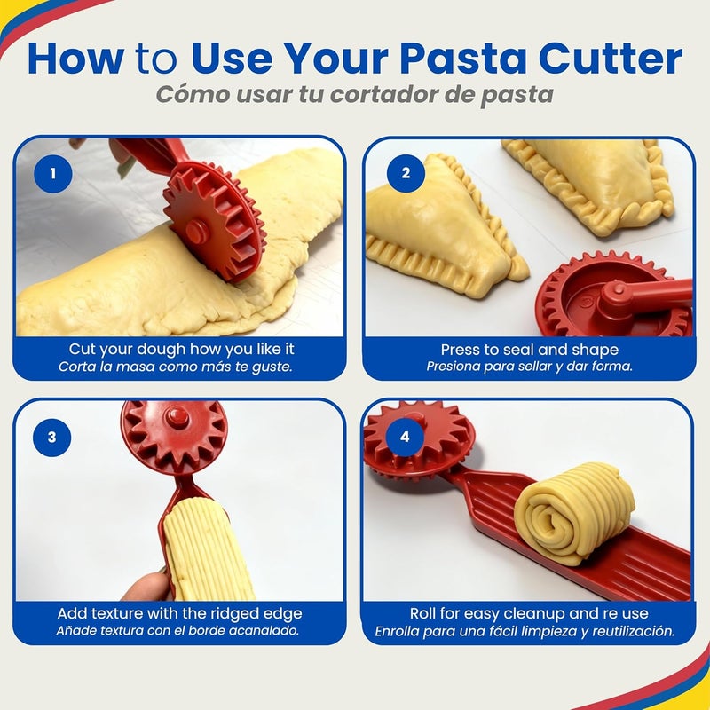 TRAITOOLS Empanada Maker Press Kit with 3 Sizes + Pasta Dough Cutter – Quesadilla Crimper, Dumpling Wrapper, Pierogi Maker Press, Perogies Tool - Molde para Empanadas Colombianas para Cocina Latina - Image 4
