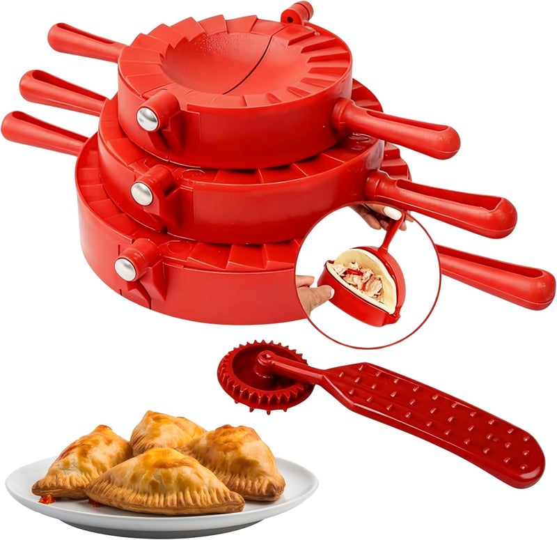 TRAITOOLS Empanada Maker Press Kit with 3 Sizes + Pasta Dough Cutter – Quesadilla Crimper, Dumpling Wrapper, Pierogi Maker Press, Perogies Tool - Molde para Empanadas Colombianas para Cocina Latina - Image 1