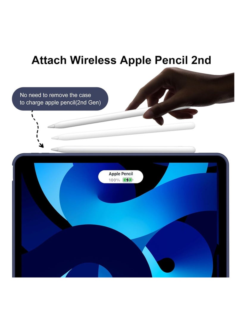 دوسالا حافظة لجهاز iPad Air بحجم 11 بوصة M2 2024، تناسب أيضًا iPad Air الجيل الخامس/الرابع بحجم 10.9 بوصة (2022/2020) - غطاء ذكي خفيف الوزن نحيف مع خاصية النوم/الإيقاظ التلقائي، خلفية ناعمة من TPU، إغلاق مغناطيسي، حماية كاملة لجهاز iPad باللون Navy. - Image 3