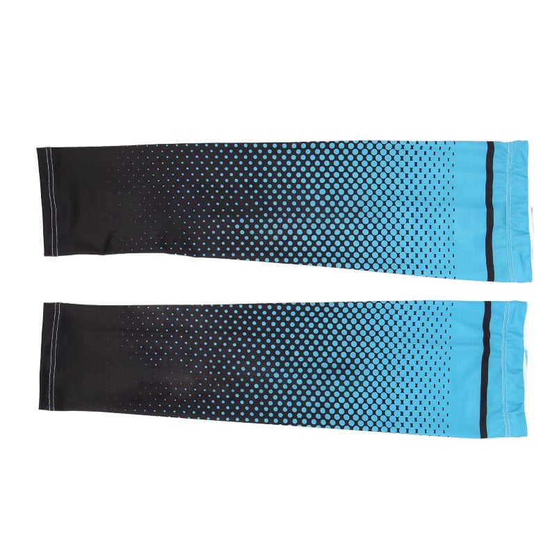 Arm Sleeves Sun Protection Elastic Breathable Cool Moisture Absorption Free Size Sun Sleeves for Sport Cycling Travel Light Blue - Image 1