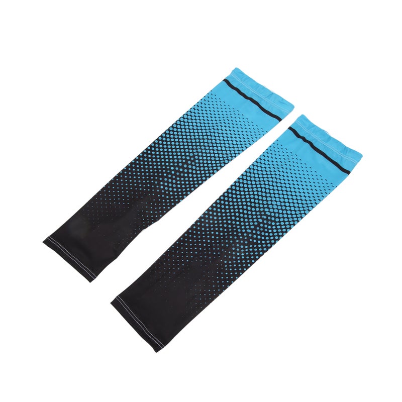 Arm Sleeves Sun Protection Elastic Breathable Cool Moisture Absorption Free Size Sun Sleeves for Sport Cycling Travel Light Blue - Image 4
