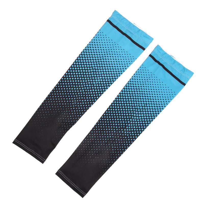 Arm Sleeves Sun Protection Elastic Breathable Cool Moisture Absorption Free Size Sun Sleeves for Sport Cycling Travel Light Blue - Image 3