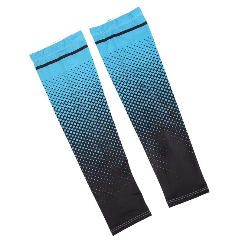 Arm Sleeves Sun Protection Elastic Breathable Cool Moisture Absorption Free Size Sun Sleeves for Sport Cycling Travel Light Blue - Image 2