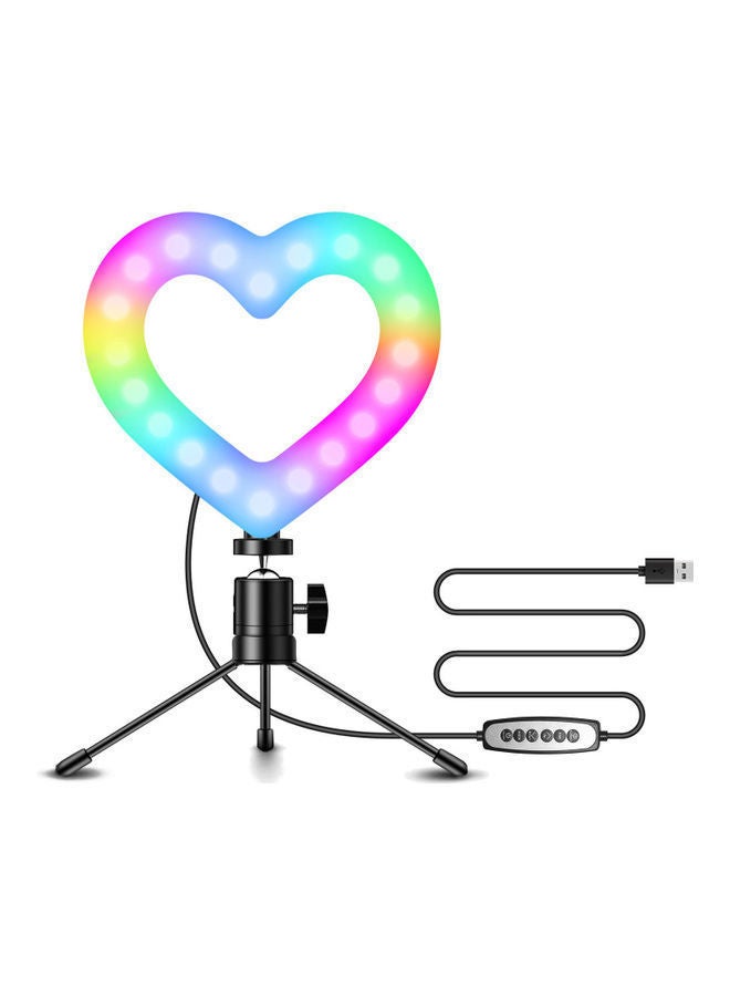 NIBEMINENT RGB Heart Shaped LED Video Light Dimmable USB Powered with Flexible Ballhead Adapter Desktop Tripod for Live Streaming Multicolour - Image 1