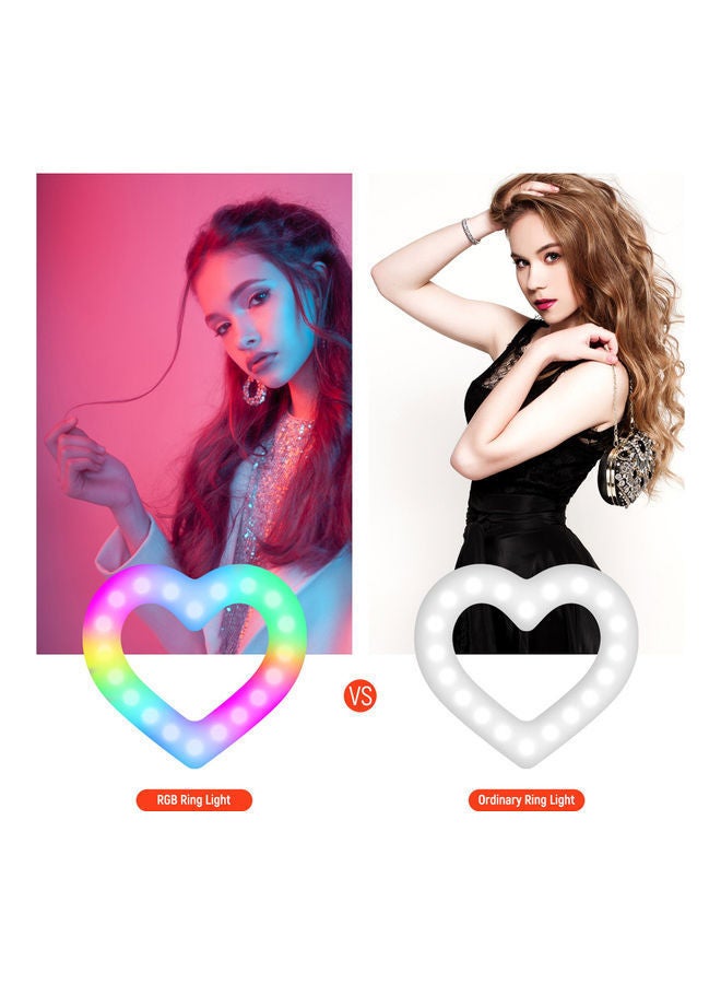NIBEMINENT RGB Heart Shaped LED Video Light Dimmable USB Powered with Flexible Ballhead Adapter Desktop Tripod for Live Streaming Multicolour - Image 3