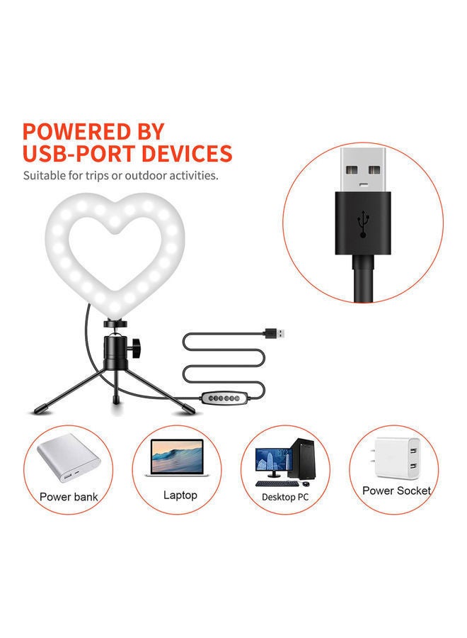 NIBEMINENT RGB Heart Shaped LED Video Light Dimmable USB Powered with Flexible Ballhead Adapter Desktop Tripod for Live Streaming Multicolour - Image 2