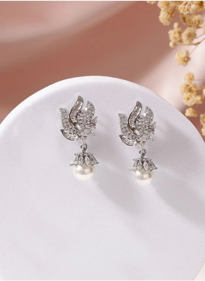 Priyaasi Contemporary Elegance Floral Drop Earrings