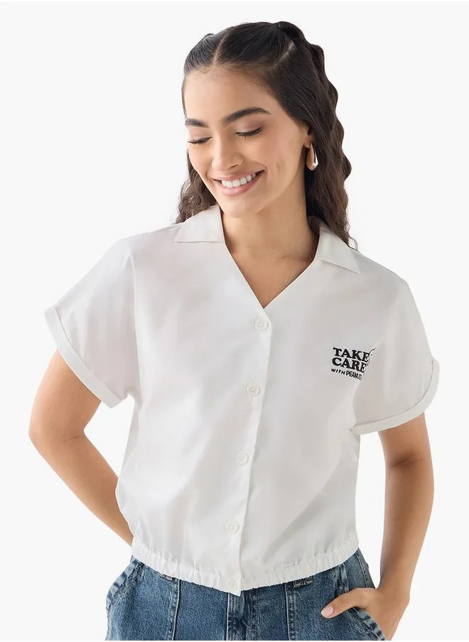 اس بي كاركترز Peanuts Embroidered Shirt with Elasticated Hem