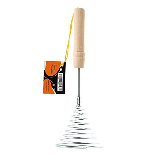 OFXDD Stainless Steel Spring Coil Whisk 1 Pcs - Wire Whip Egg Whisk with Wooden Long Handle - Heavy Duty Whisks for Cooking - Image 2