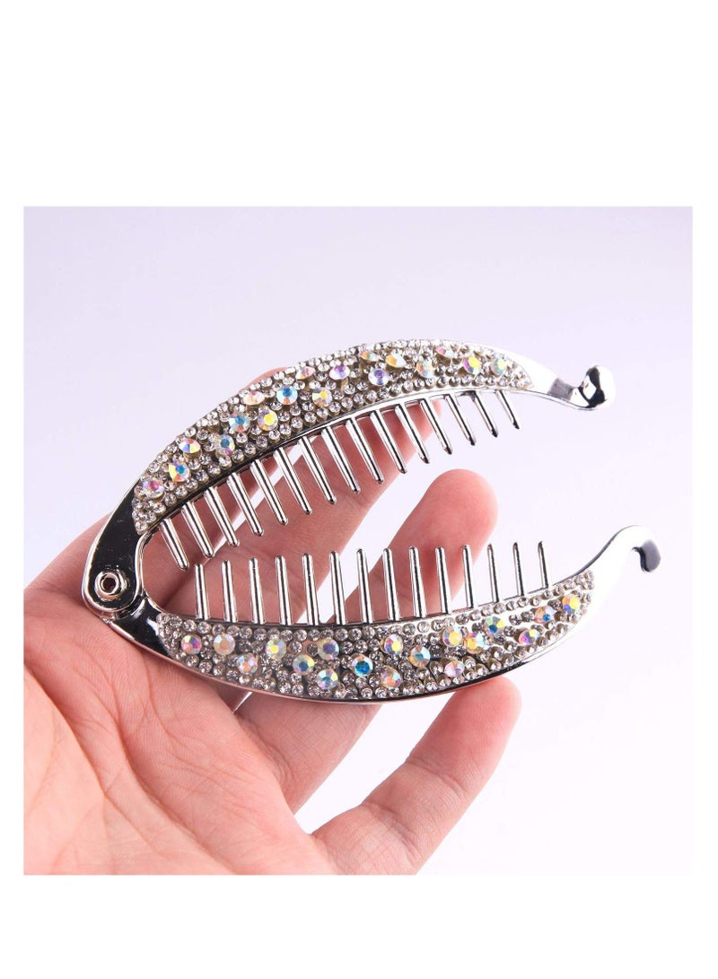 SYOSI 4Pcs Clip Hair, Clincher Rounded Edges Hair Comb Fish Shape Grips Clamp Headwear for Women  Girls Flexible Banana Clips Hair for Thin Hair Ponytail Holder - Image 2
