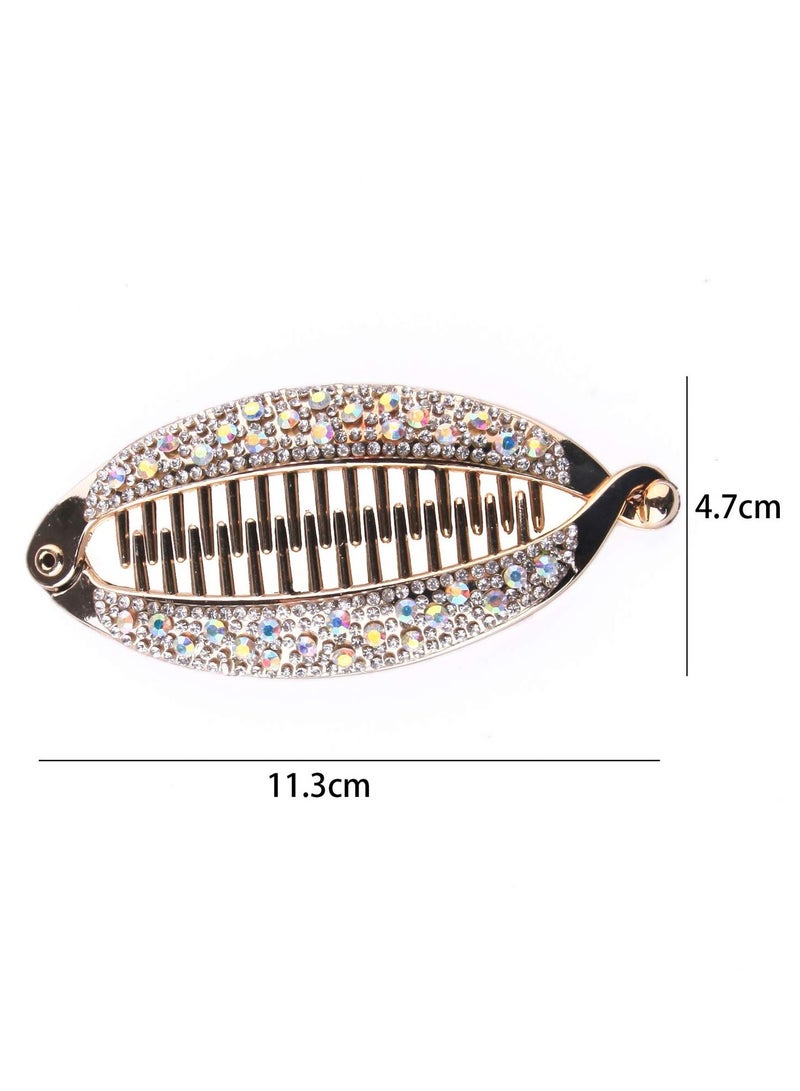 SYOSI 4Pcs Clip Hair, Clincher Rounded Edges Hair Comb Fish Shape Grips Clamp Headwear for Women  Girls Flexible Banana Clips Hair for Thin Hair Ponytail Holder - Image 4