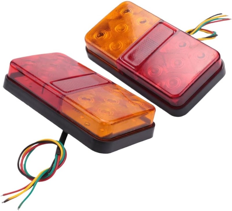 قطعتان من مصابيح مؤخرة المقطورة LED ذات 10 مصابيح LED 12V-80V مع مصابيح جانبية وإشارات انعطاف متوافقة مع القوارب والبيك أب والمركبات الترفيهية ومركبات UTV. - Image 5