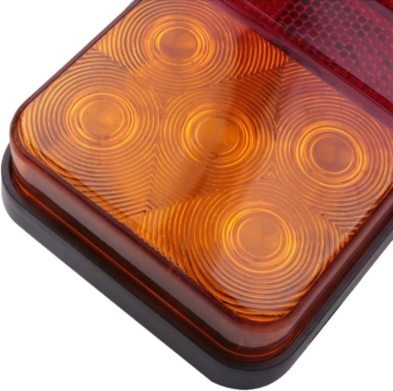 قطعتان من مصابيح مؤخرة المقطورة LED ذات 10 مصابيح LED 12V-80V مع مصابيح جانبية وإشارات انعطاف متوافقة مع القوارب والبيك أب والمركبات الترفيهية ومركبات UTV. - Image 2