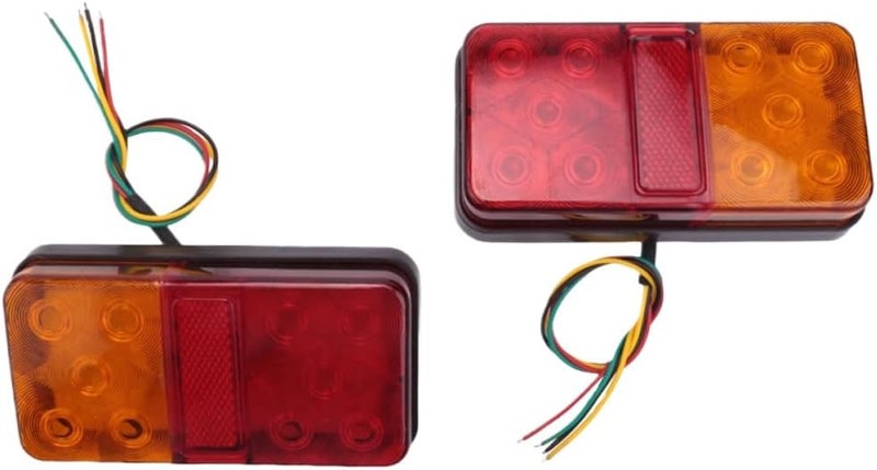 قطعتان من مصابيح مؤخرة المقطورة LED ذات 10 مصابيح LED 12V-80V مع مصابيح جانبية وإشارات انعطاف متوافقة مع القوارب والبيك أب والمركبات الترفيهية ومركبات UTV. - Image 1