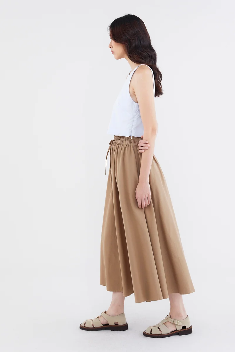 ذا اديتورز ماركت Dellis Drawstring Skirt - Chestnut