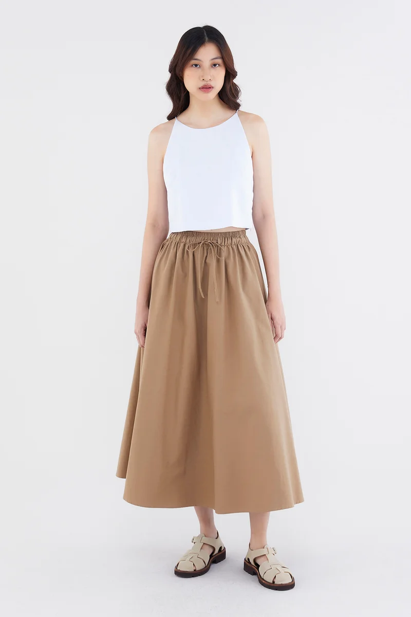 ذا اديتورز ماركت Dellis Drawstring Skirt - Chestnut