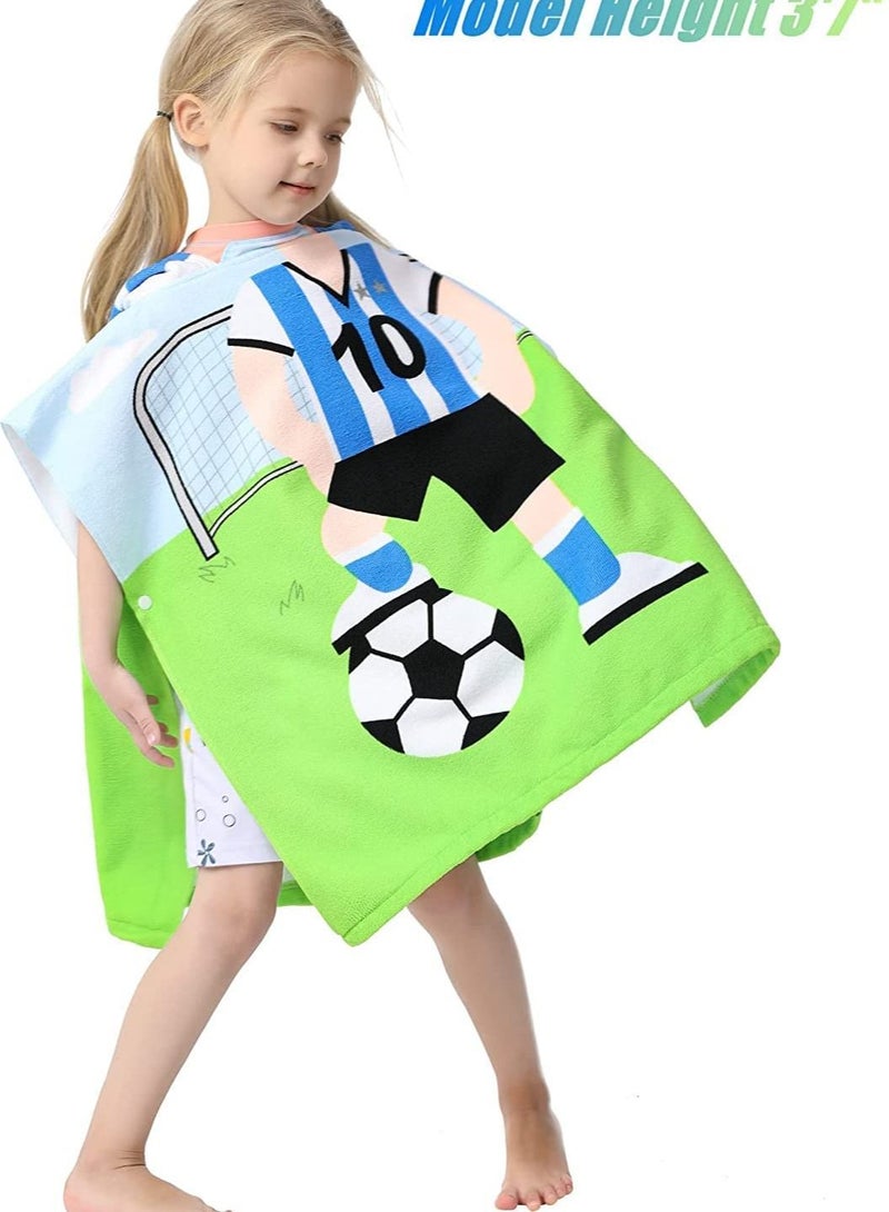 Kids Bath Towel for 1-6 Years Toddler, 1Pcs Hooded Towel, Microfiber Super Soft Robe Poncho Bathrobe, Boys Girls Swimming Beach Holiday Water Playing Pool Coverups (Soccer Kid) - Image 4