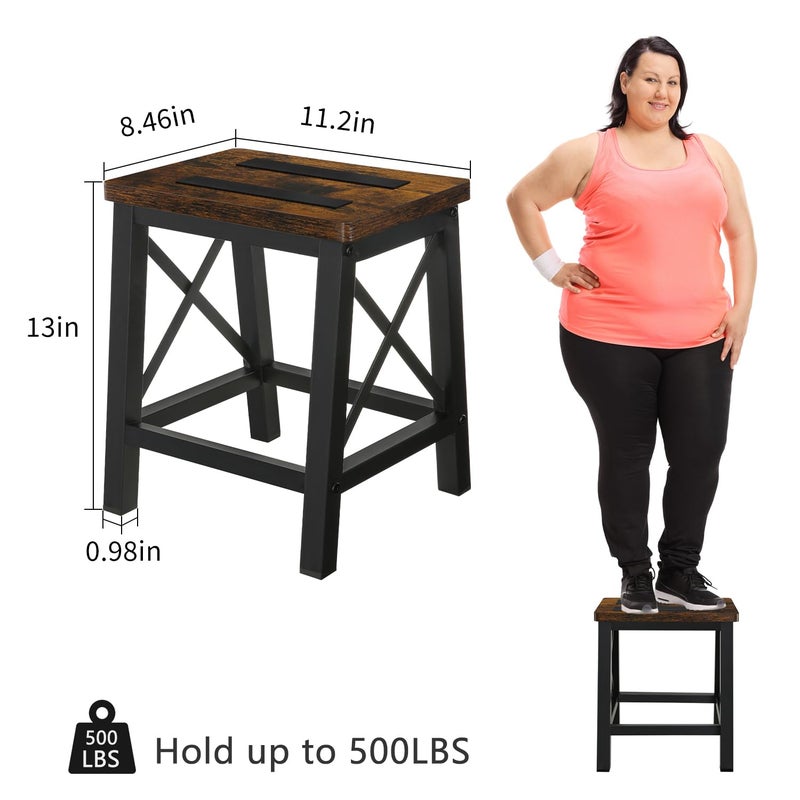 YINMIT Step Stools for Adults and Kids, Wooden Small Step Stool with Non-Slip Feet, Rectangular Stepping Stool for High Bed, Using for Bedroom, Kitchen and Living Room, Hold Up to 500 lbs - Image 4