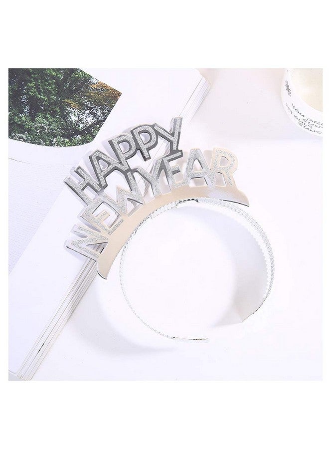 سوتشات عصابة رأس "عام جديد سعيد" من سوتشات، تاج، لوازم حفلات رأس السنة الجديدة، ذهبي وفضي وأسود، 12 قطعة - Image 5