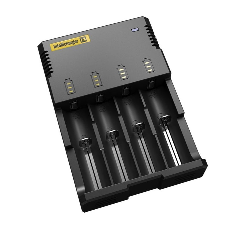 NITECORE شاحن نيتكور إنتيليتشارجير الجديد I4 V2 العالمي 4 قنوات ليثيوم أيون Ni-Cd Ni-MH ذكي، أسود - Image 1