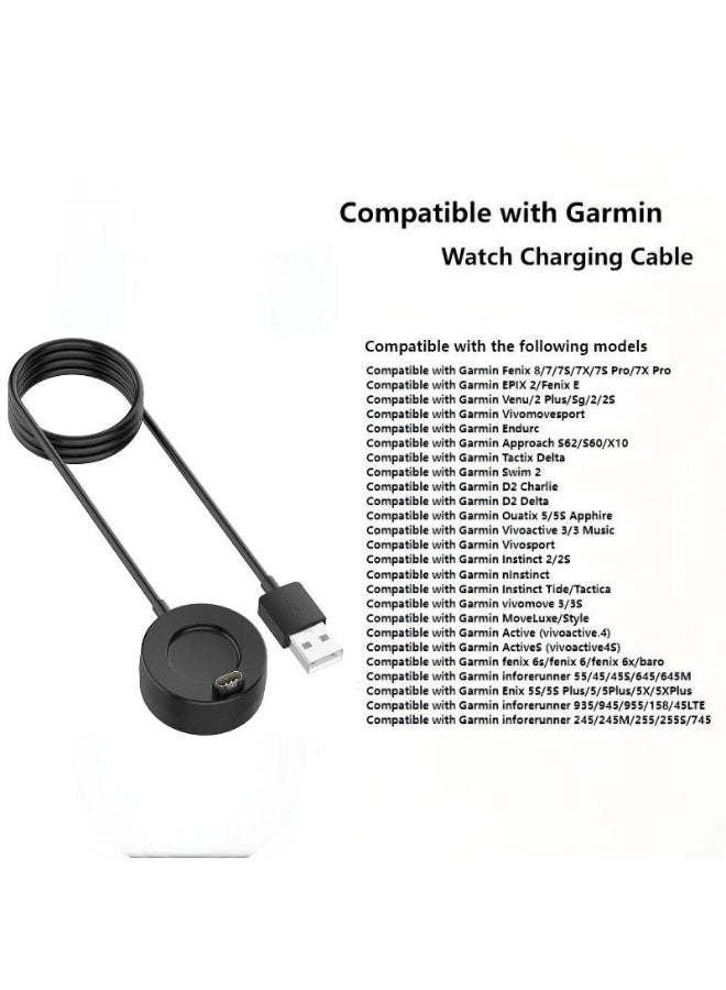 USB-A Round Charging Dock with 1M Cable Replacement Charger for Garmin Fenix 7 / 7X / 6 Pro, Forerunner 245 / 945 / 955, Venu Sq, Vivoactive 4 / 4S, Instinct 2 - Image 2