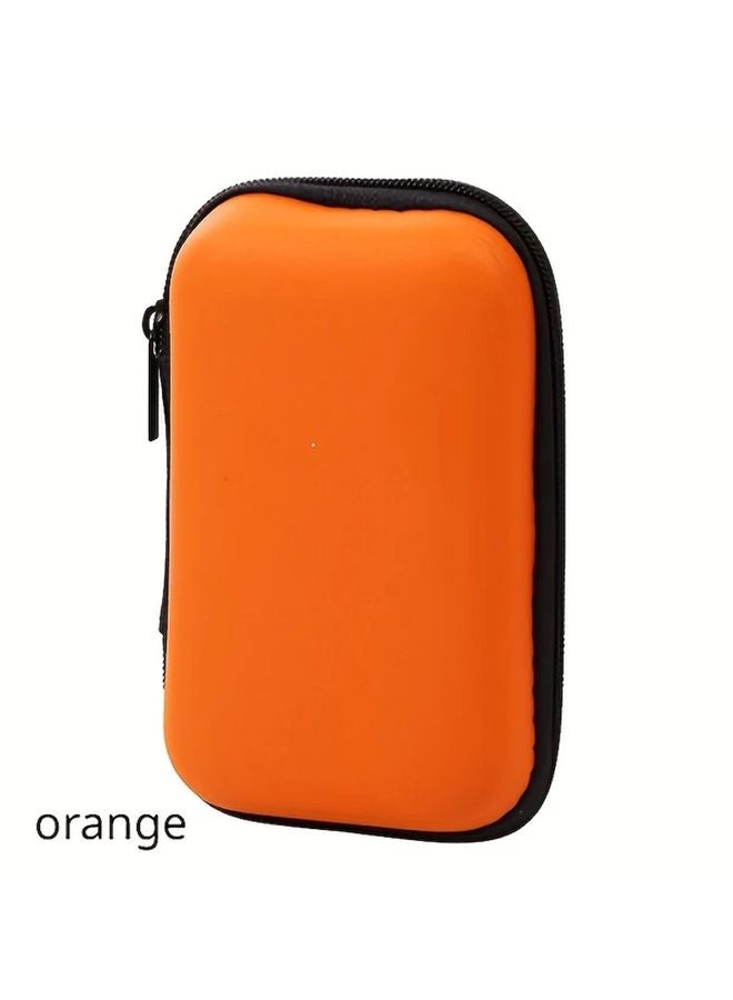 Orange Zippered Coin Purse Key Case Headphone Pouch Data Cable Storage Bag - Image 1