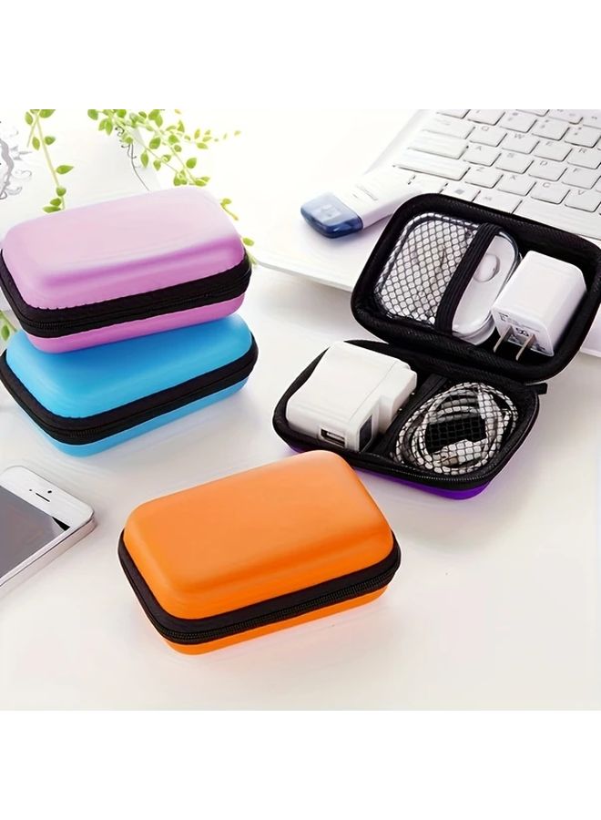 Orange Zippered Coin Purse Key Case Headphone Pouch Data Cable Storage Bag - Image 2