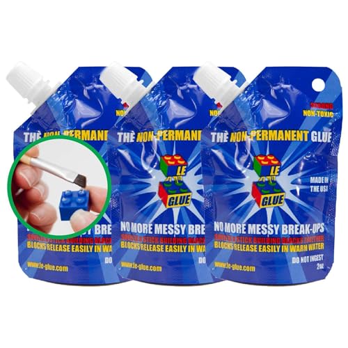 LE-GLUE Le Glue Temporary Glue 3 Pack - Compatible with Legos - Non-Permanent Clear Adhesive for Plastic Building Blocks - No Messy Break-Ups - Non-Toxic Formula - Created for Kids, by a Kid - Image 1