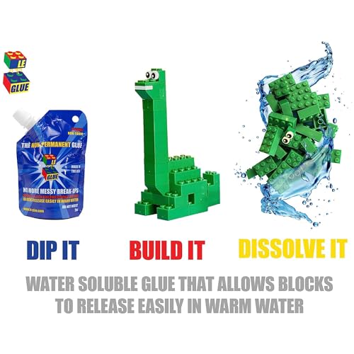 LE-GLUE Le Glue Temporary Glue 3 Pack - Compatible with Legos - Non-Permanent Clear Adhesive for Plastic Building Blocks - No Messy Break-Ups - Non-Toxic Formula - Created for Kids, by a Kid - Image 3