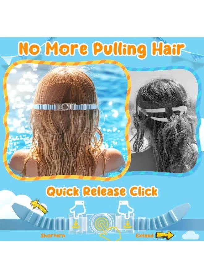 Kids Swimming Goggles Set with Earplugs, Panoramic Anti-Fog, Pink & Blue Dual Pack - Image 2