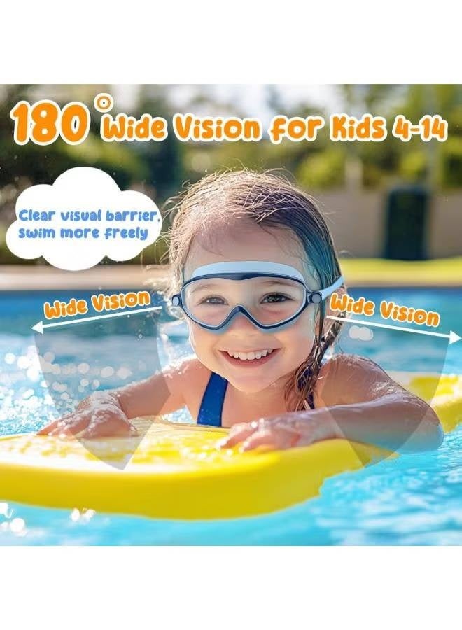 Kids Swimming Goggles Set with Earplugs, Panoramic Anti-Fog, Pink & Blue Dual Pack - Image 4