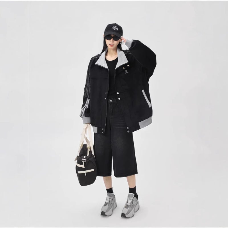 American Style Retro Letter Embroidered Stitching Collar Jacket Women'S Spring Sports Style Casual Couple'S Single Breasted Jacket Trendy - Image 4