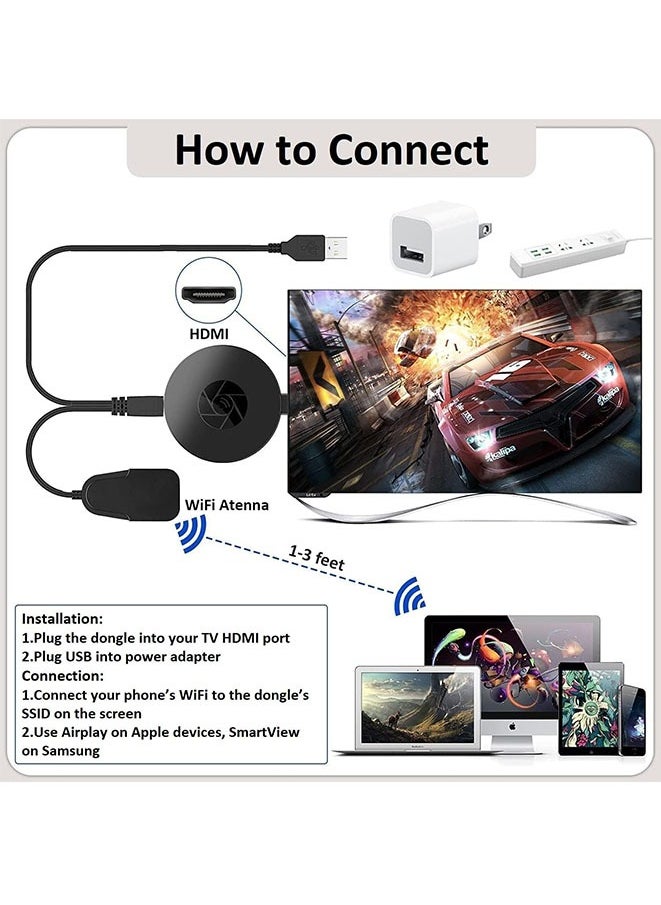 FASHION MANIA - Wireless HDMI Display Adapter WiFi Screen Cast Mirroring Media Streaming Dongle Receiver for Phone/PC/Tablet to HD Display TV Projector - Image 1