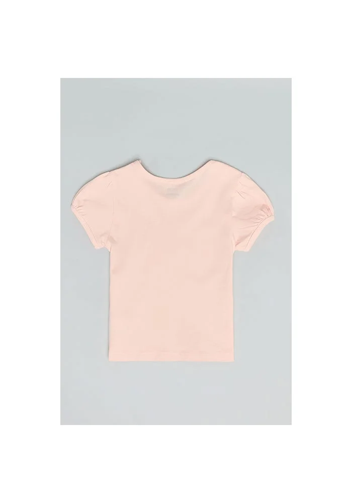 أر أند بي Printed Top with Crew Neck and Puff Sleeves